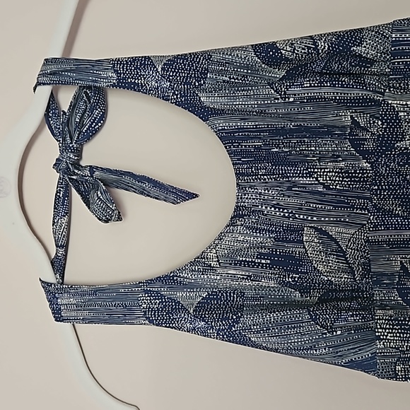 Columbia PFG Angler Dress Halter Smocked Blue & Yellow Floral, Medium EUC - Picture 8 of 14